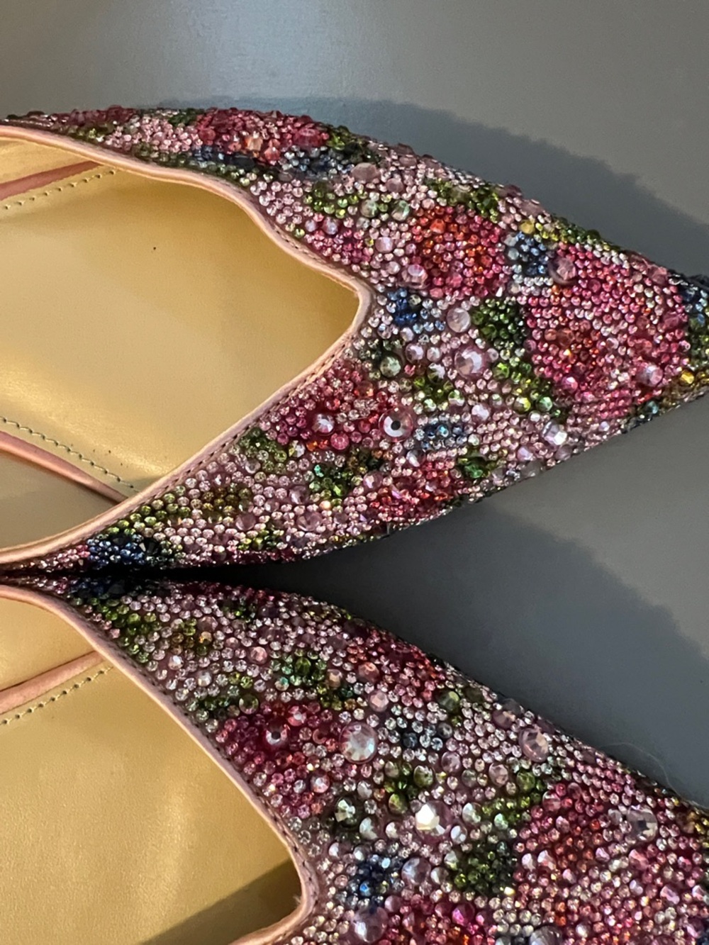Betsey Johnson Pink Multicolor Beaded Pointed Slingback Flats - Picture 3 of 8